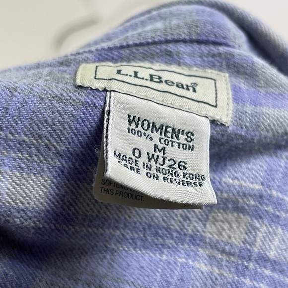 L.L.Bean Lavender Purple Plaid Flannel Shirt Long Sleeve Medium - Picture 4 of 5